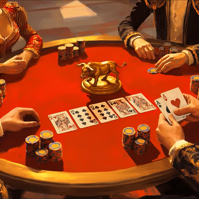 Casinia Casino poker table with players exchanging cards and chips